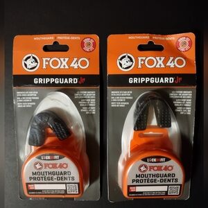 2 New Fox 40 Grippguard Mouth Guard Junior U12 Black All Sports Shock Absorbing